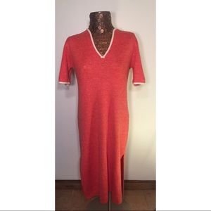 Vintage Salmon Knit Midi Dress